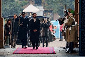 President of Chile Gabriel Boric enters the Palacio de La Moneda